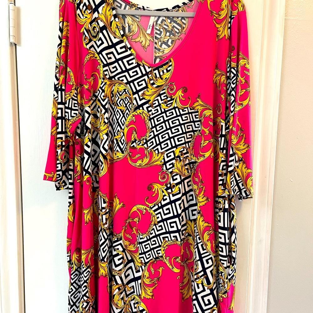 Women’s Dress Hot Pink Aztec/Gold 4X5X6X NEW